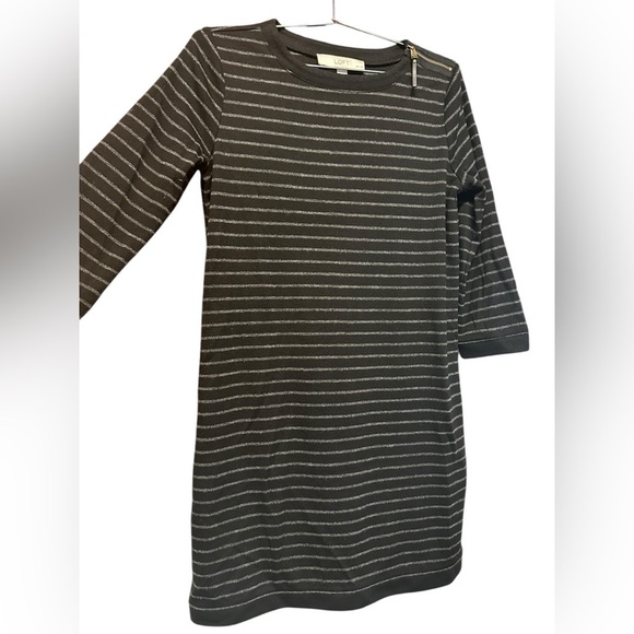 Ann Taylor Loft Tall Gray & Black Stripe Long Sleeve Mini Dress Sz XSP​​​ - Picture 4 of 10